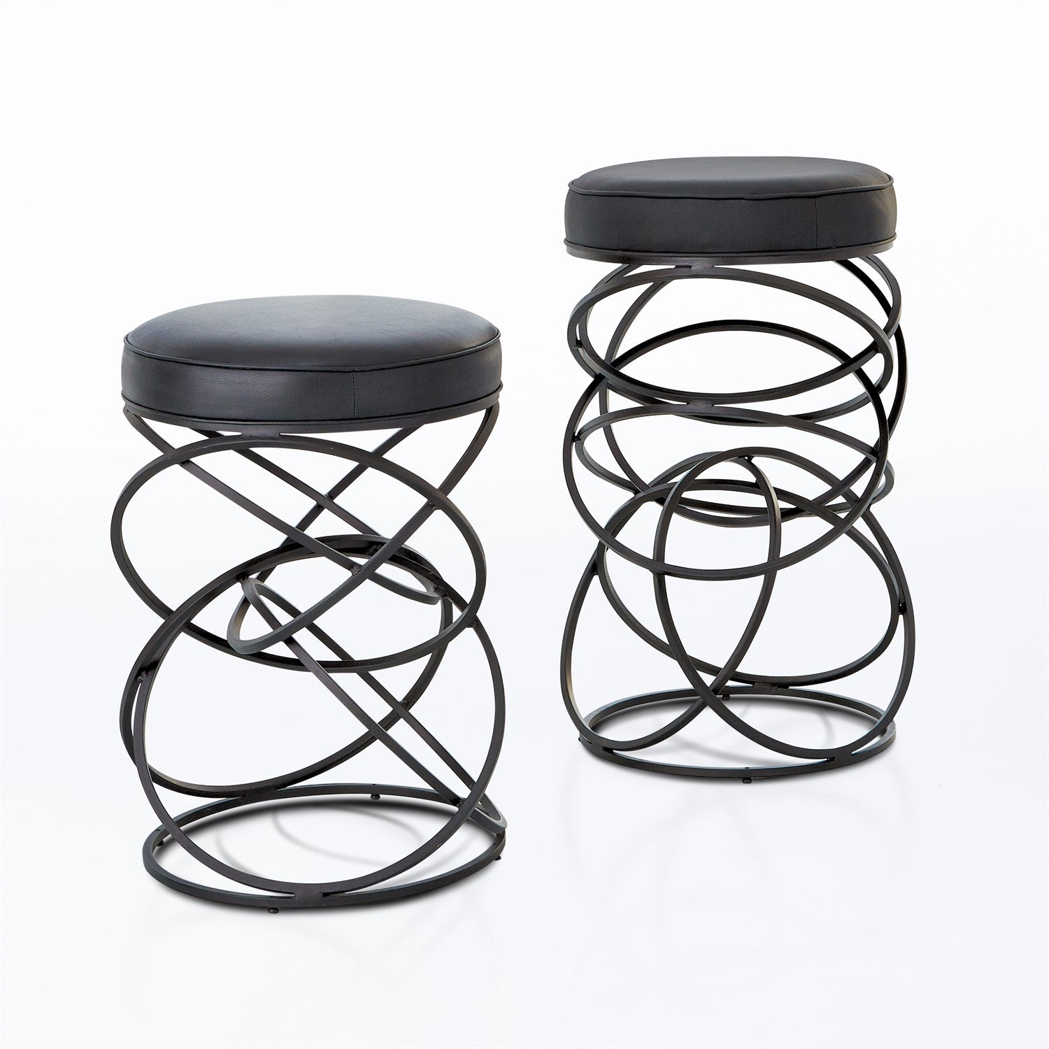 Ring Counter Stool - Black Leather - Grats Decor Interior Design & Build Inc.