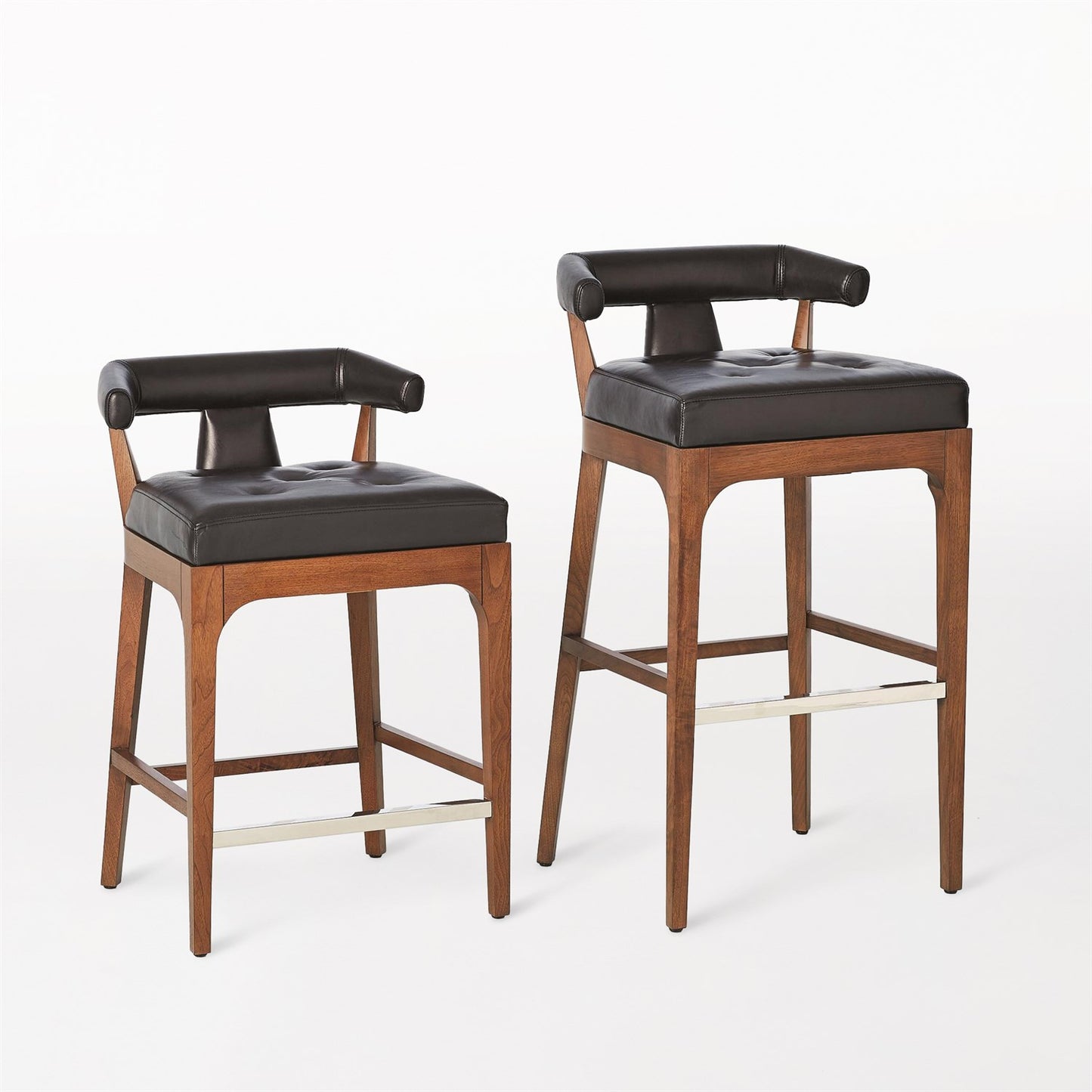 Moderno Counter Stool - Black Marble Leather