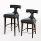 Anvil Back Counter Stool - Black Leather