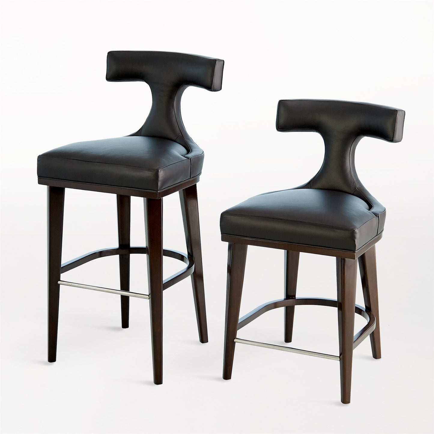Anvil Back Counter Stool - Black Leather