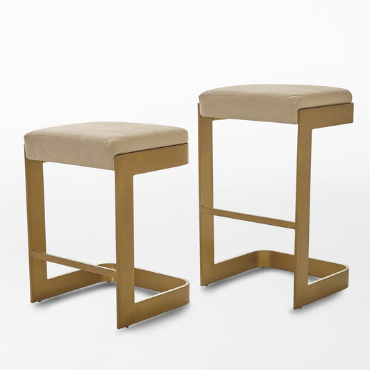 Regan Barstool / Counterstool - Antique Brass/ Ivory Leather