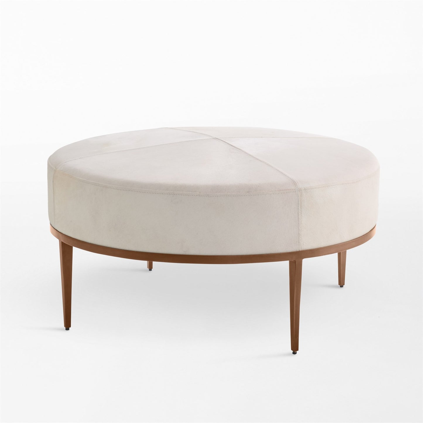 Urban Ottoman - Hair on Hide - Ivory/ Antique Brass