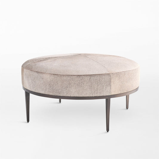 Urban Ottoman - Hair on Hide - Grey/ Antique Gunmetal