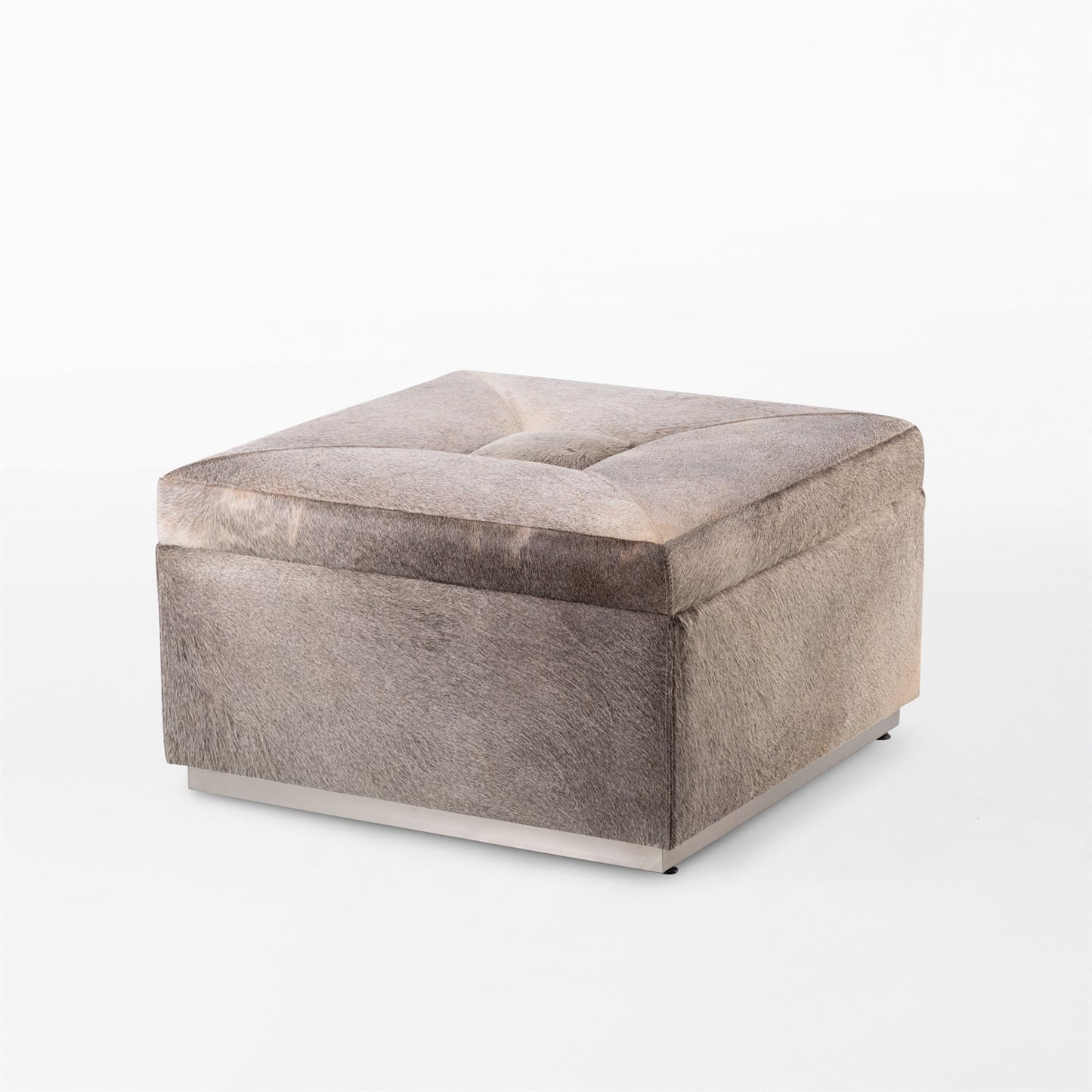 Metro Square Storage Ottoman - Hair on Hide - Grey