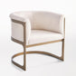Regan Barrel Chair - Hair on Hide - Ivory/ Antique Brass