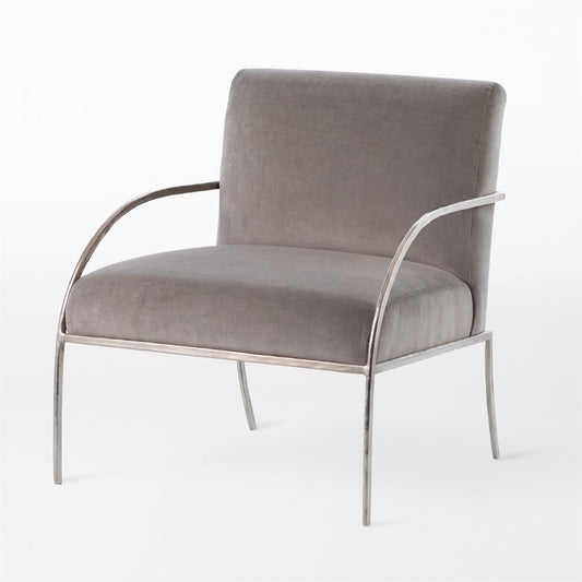 Swoop Chair - Grey Velvet - Nickel