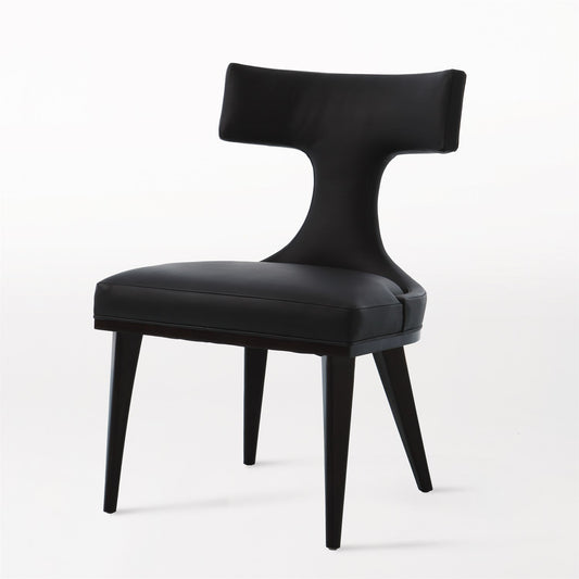Anvil Back Dining Chair - Black Leather