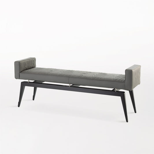 Faux Bois 67" Leather Bench - Grey