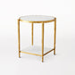 Circle/ Square Side Table - Gold w/White Marble