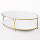 Iron and Stone Oval Coffee Table