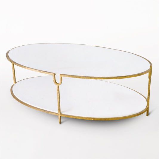 Iron and Stone Oval Coffee Table