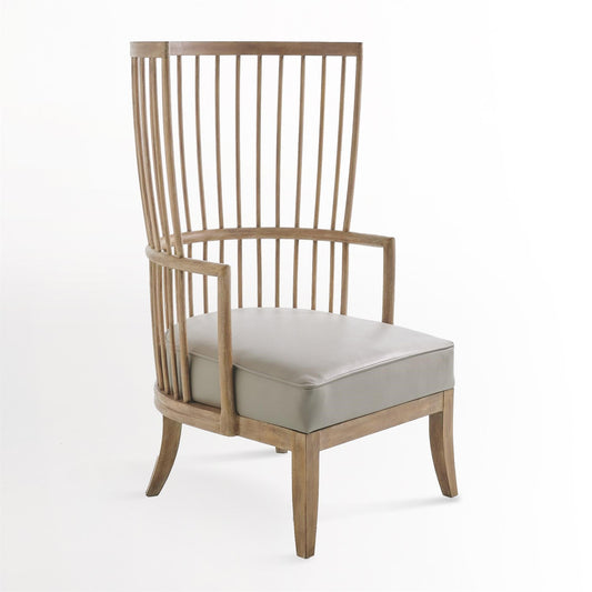Spindle Wing Chair - Grey Leather