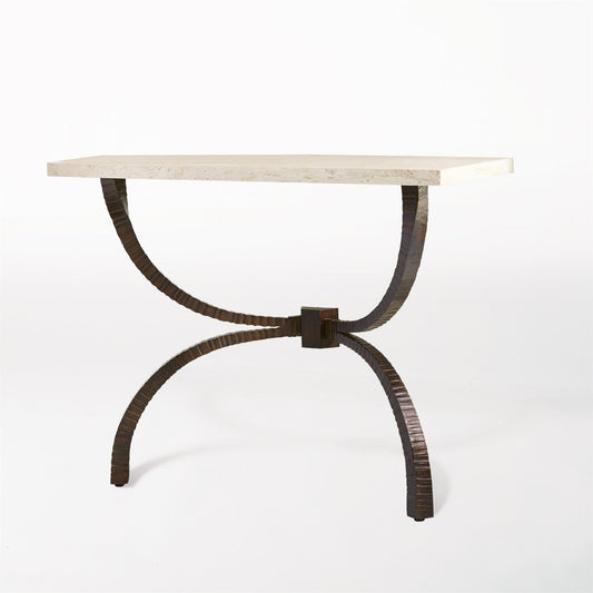 Teton Console - Bronze w/Travertine Top