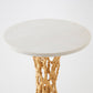 Perforated Side Table - Gold Leaf/ White Mable