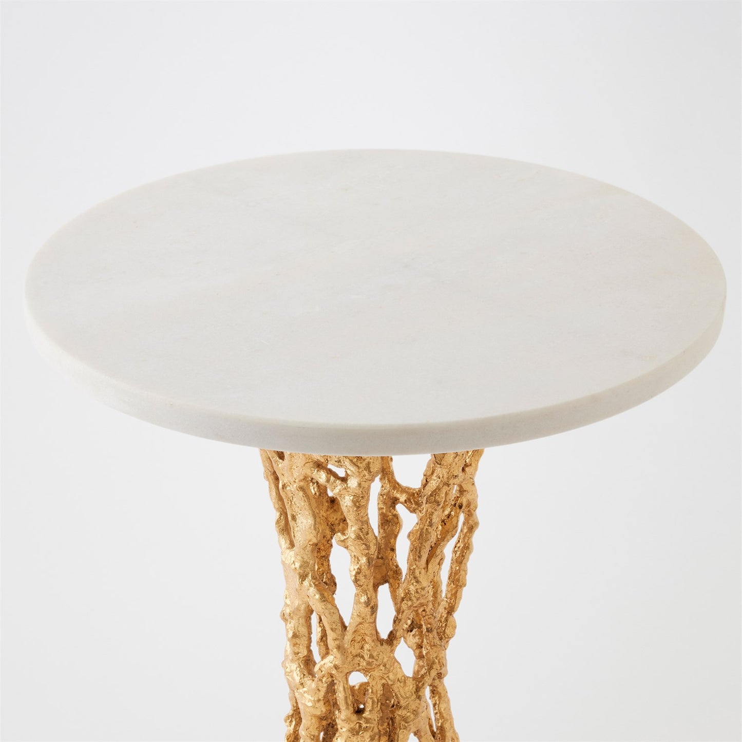 Perforated Side Table - Gold Leaf/ White Mable