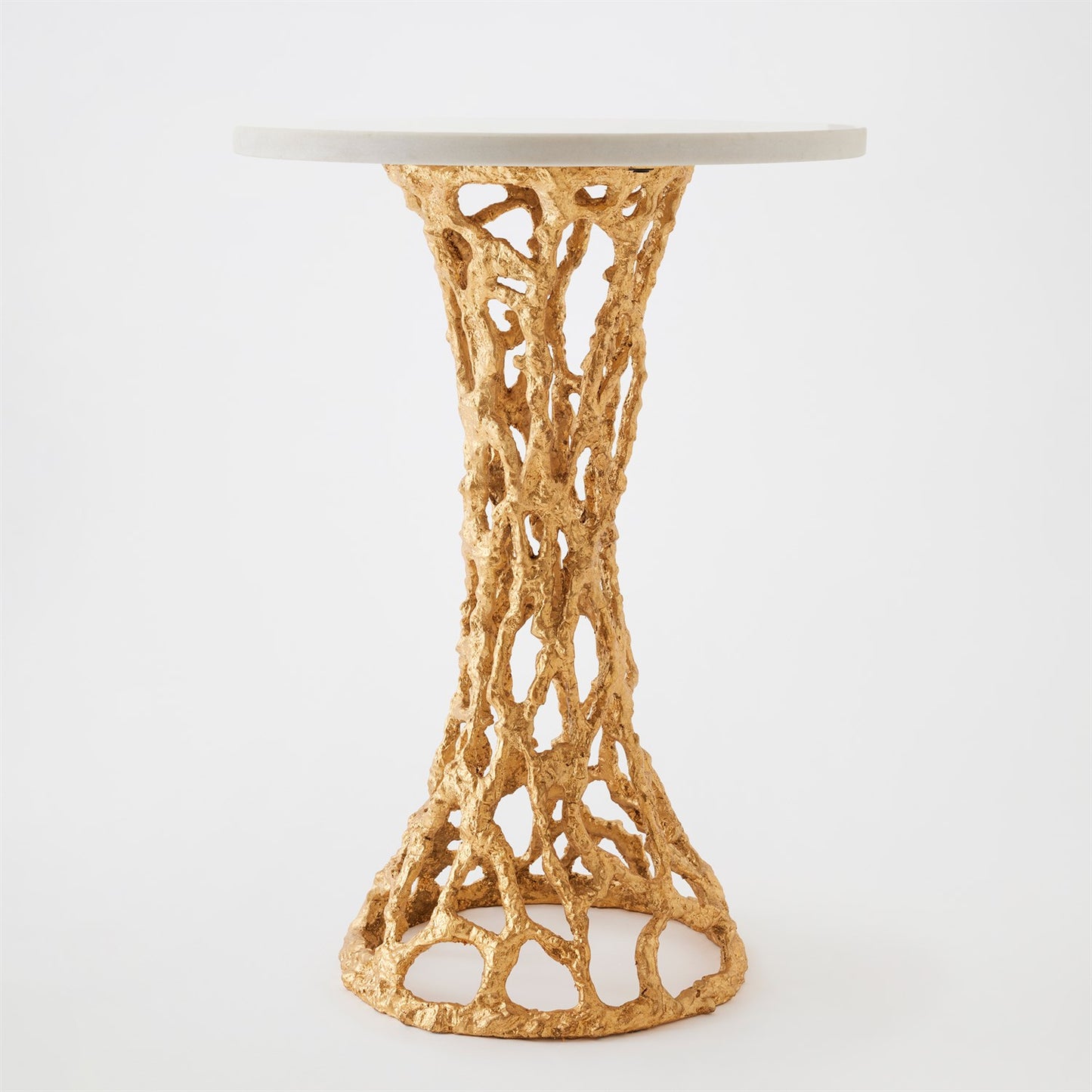 Perforated Side Table - Gold Leaf/ White Mable