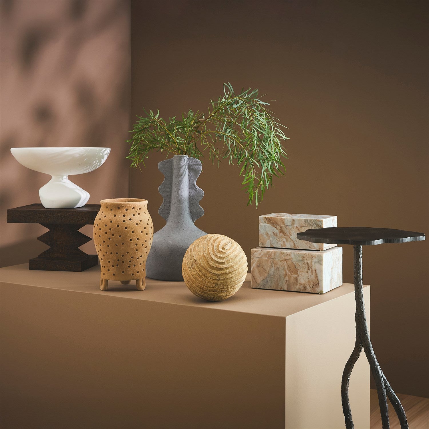 Forest Blossom Pedestal - Natural Iron - Grats Decor Interior Design & Build Inc.