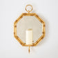 Octagonal Bamboo Mirror w/ Candle Holder - Gold Leaf