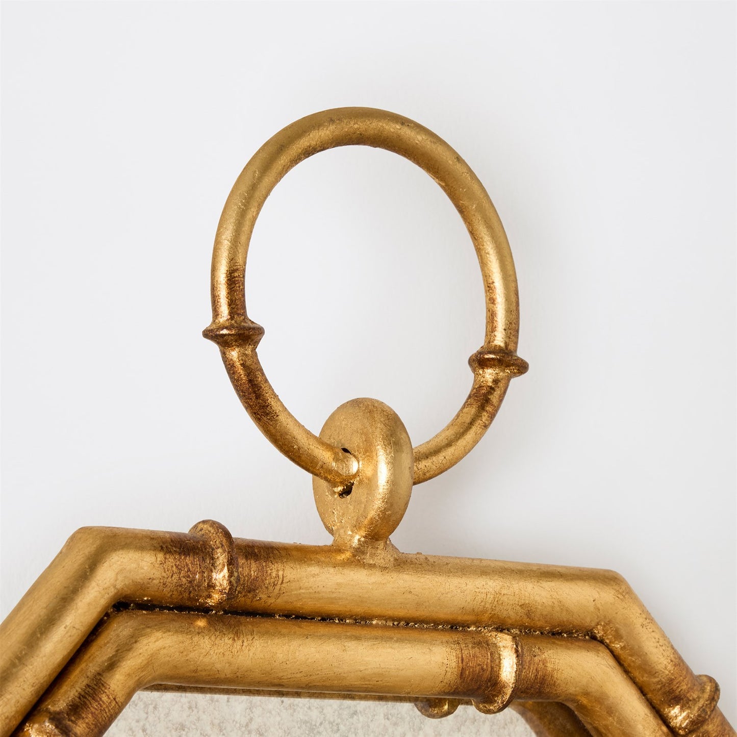 Octagonal Bamboo Mirror w/ Candle Holder - Gold Leaf