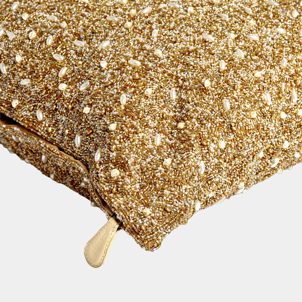 Martha Golden Beaded 20" Pillow