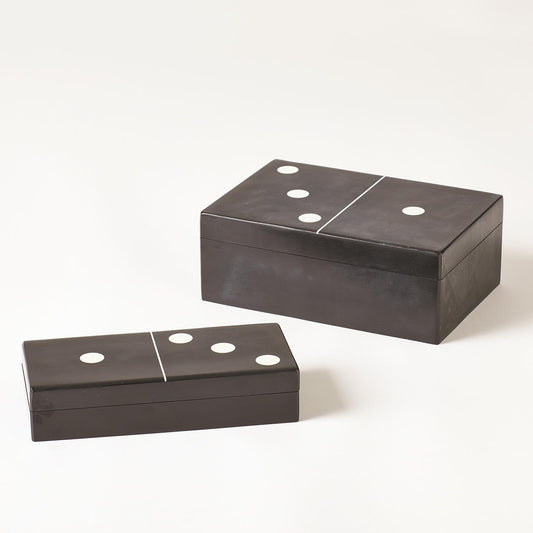 Dominoes Box - Black w/White Dots - 2 sizes