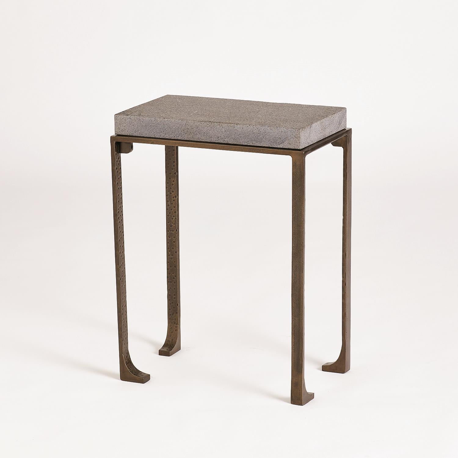 Zen Side Table w/Flamed Granite - Bronze - 2 sizes - Grats Decor Interior Design & Build Inc.