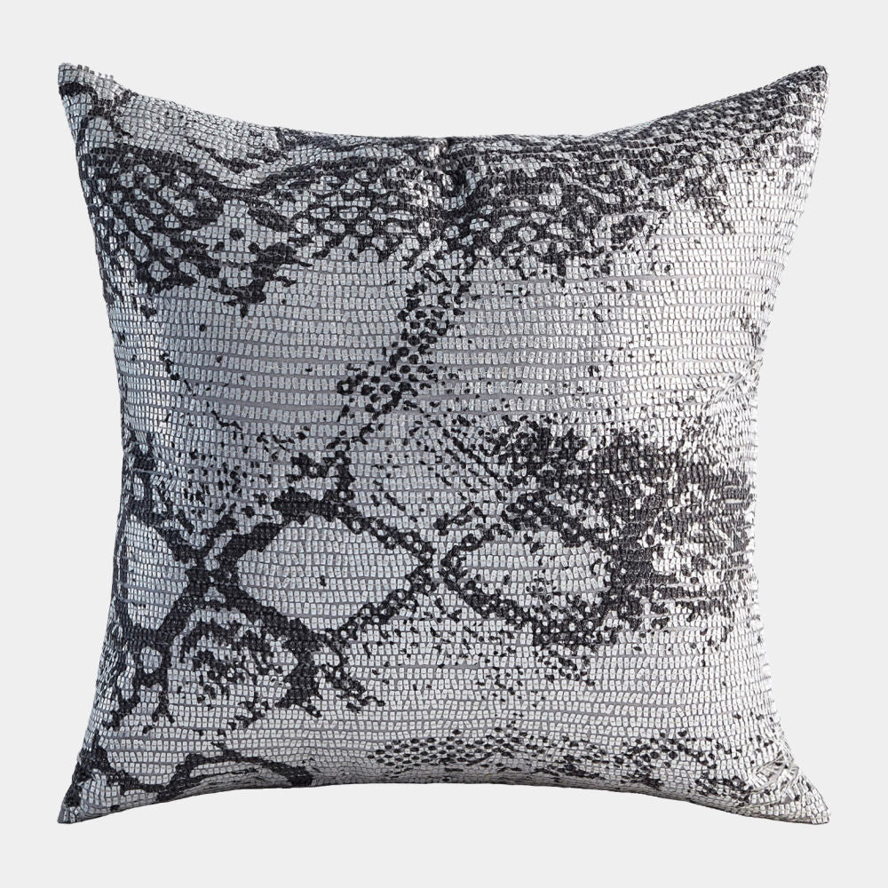 Shimmer Snake Skin Pillow-Silver - Grats Decor Interior Design & Build Inc.
