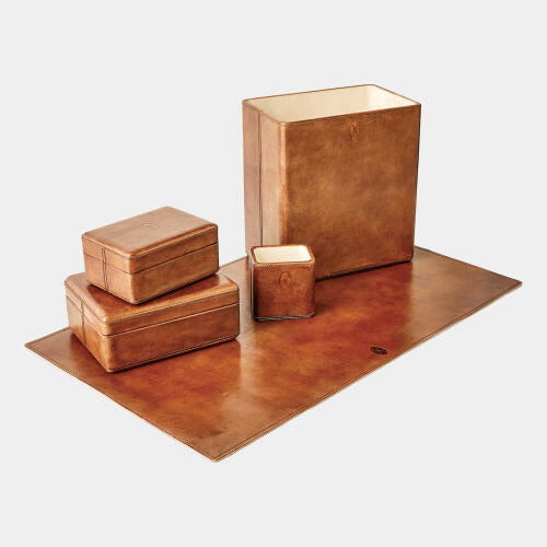 Barbara Barry Ruffin Signature Tobacco Covered Ultimate Desk Collection - Grats Decor Interior Design & Build Inc.