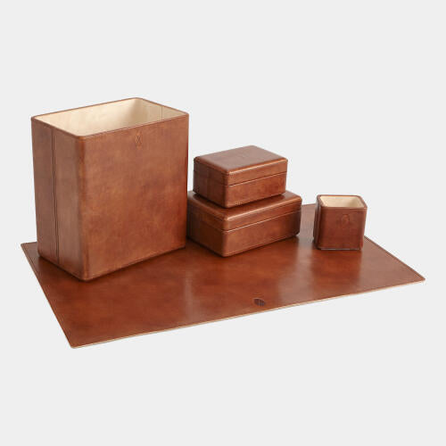 Barbara Barry Ruffin Signature Tobacco Covered Ultimate Desk Collection - Grats Decor Interior Design & Build Inc.