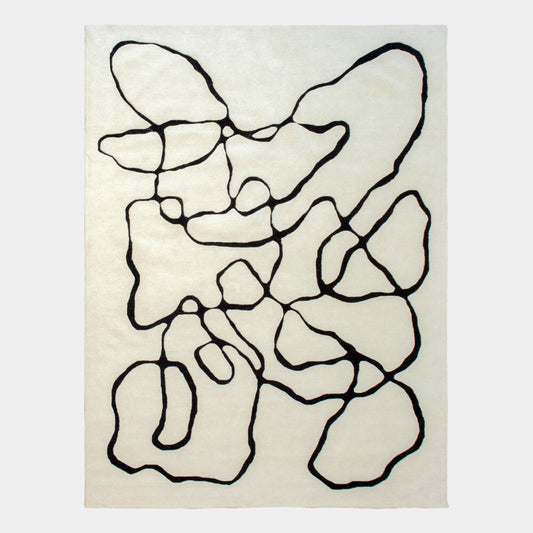 Squiggle Rug - Ivory/Black - 9 x 12