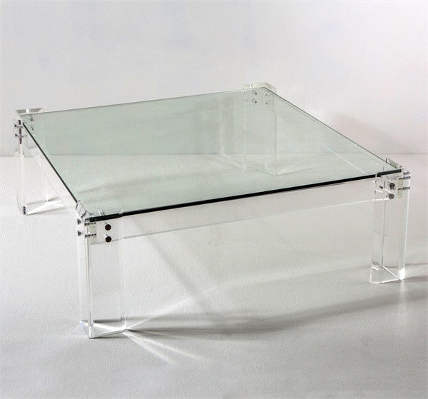 Acrylic & Glass 46" Coffee Table - Square - Grats Decor Interior Design & Build Inc.