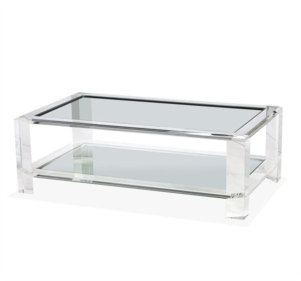 Block Acrylic & Glass 52" Coffee Table - Grats Decor Interior Design & Build Inc.