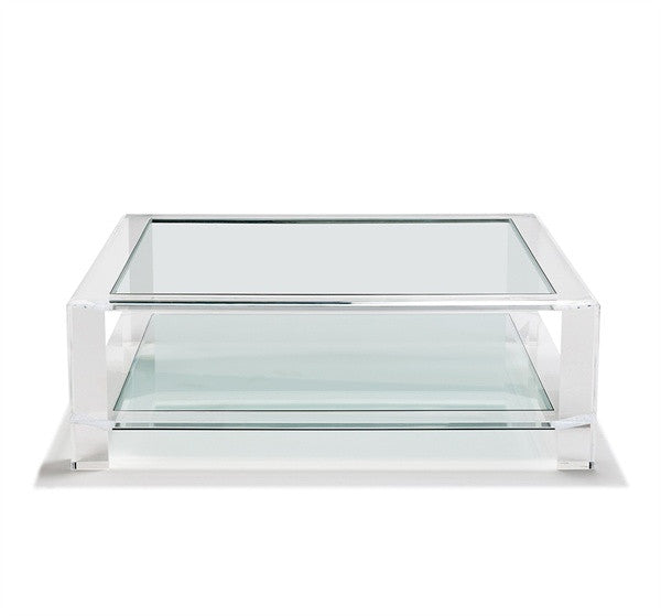 Acrylic & Glass 52" Coffee Table - Square - Grats Decor Interior Design & Build Inc.