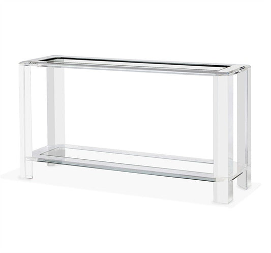 Acrylic & Glass 60" Console with Shelf - Grats Decor Interior Design & Build Inc.