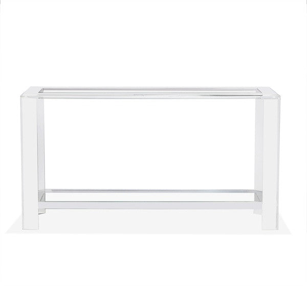 Acrylic & Glass 60" Console with Shelf - Grats Decor Interior Design & Build Inc.