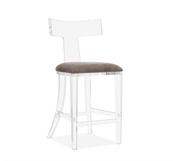 Klismos Counter Stool - Gray Velvet - Grats Decor Interior Design & Build Inc.