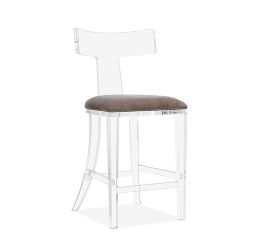 Klismos Counter Stool - Gray Velvet - Grats Decor Interior Design & Build Inc.