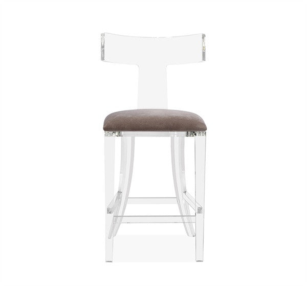 Klismos Counter Stool - Gray Velvet - Grats Decor Interior Design & Build Inc.