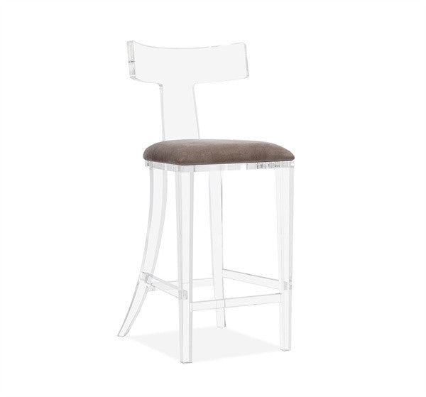 Klismos Bar Stool - Gray Velvet - Grats Decor Interior Design & Build Inc.
