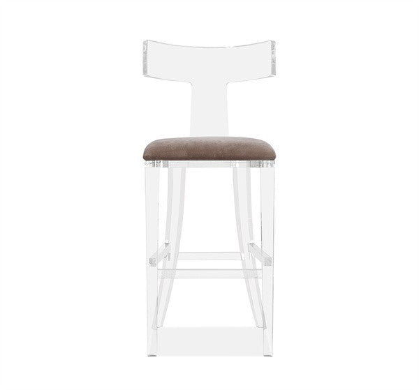 Klismos Bar Stool - Gray Velvet - Grats Decor Interior Design & Build Inc.