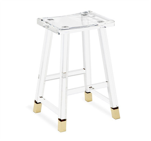 Acrylic & Brass 27"H Counter Stool - Grats Decor Interior Design & Build Inc.