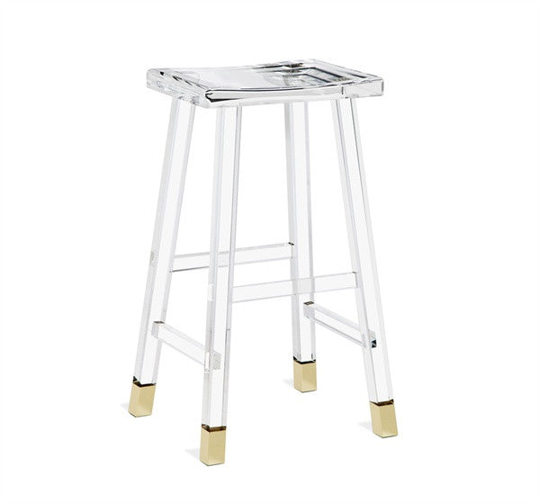 Acrylic & Brass 31"H Bar Stool - Grats Decor Interior Design & Build Inc.