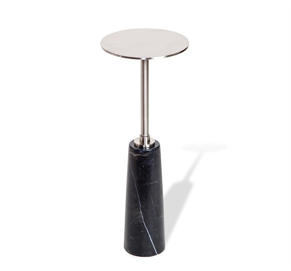 Marble & Metal 8"Dia Drink Table - Black - Grats Decor Interior Design & Build Inc.