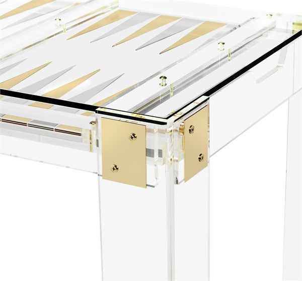 Acrylic Backgammon 40" Table - Grats Decor Interior Design & Build Inc.