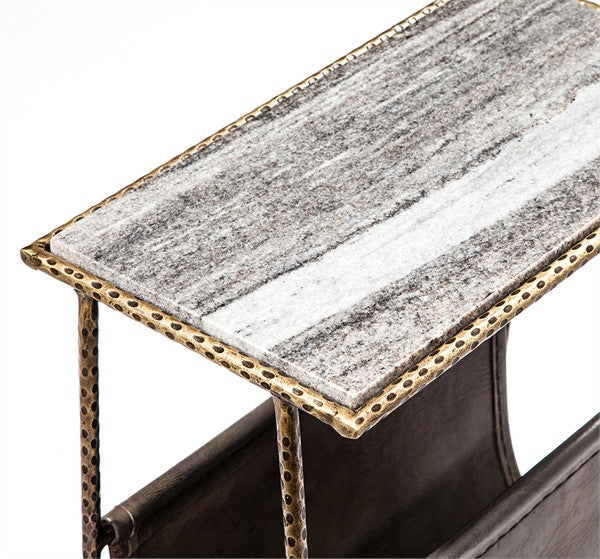 Magazine 18" Table - Grey/ Brass - Grats Decor Interior Design & Build Inc.