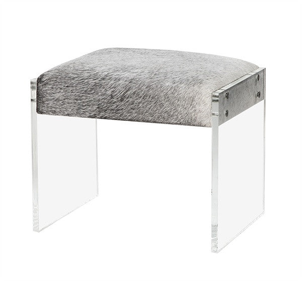 Acrylic Legs 22" Stool - Gray Hide - Grats Decor Interior Design & Build Inc.