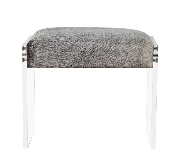 Acrylic Legs 22" Stool - Gray Hide - Grats Decor Interior Design & Build Inc.