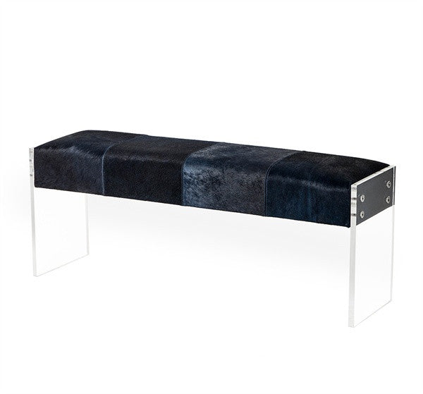 Acrylic Legs 45" Bench - Denim Hide - Grats Decor Interior Design & Build Inc.