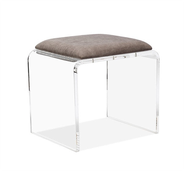 Acrylic Base 20" Stool - Gray Velvet - Grats Decor Interior Design & Build Inc.