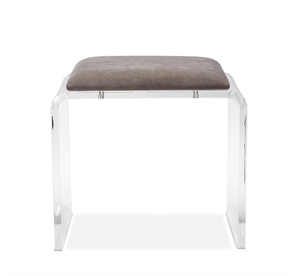 Acrylic Base 20" Stool - Gray Velvet - Grats Decor Interior Design & Build Inc.